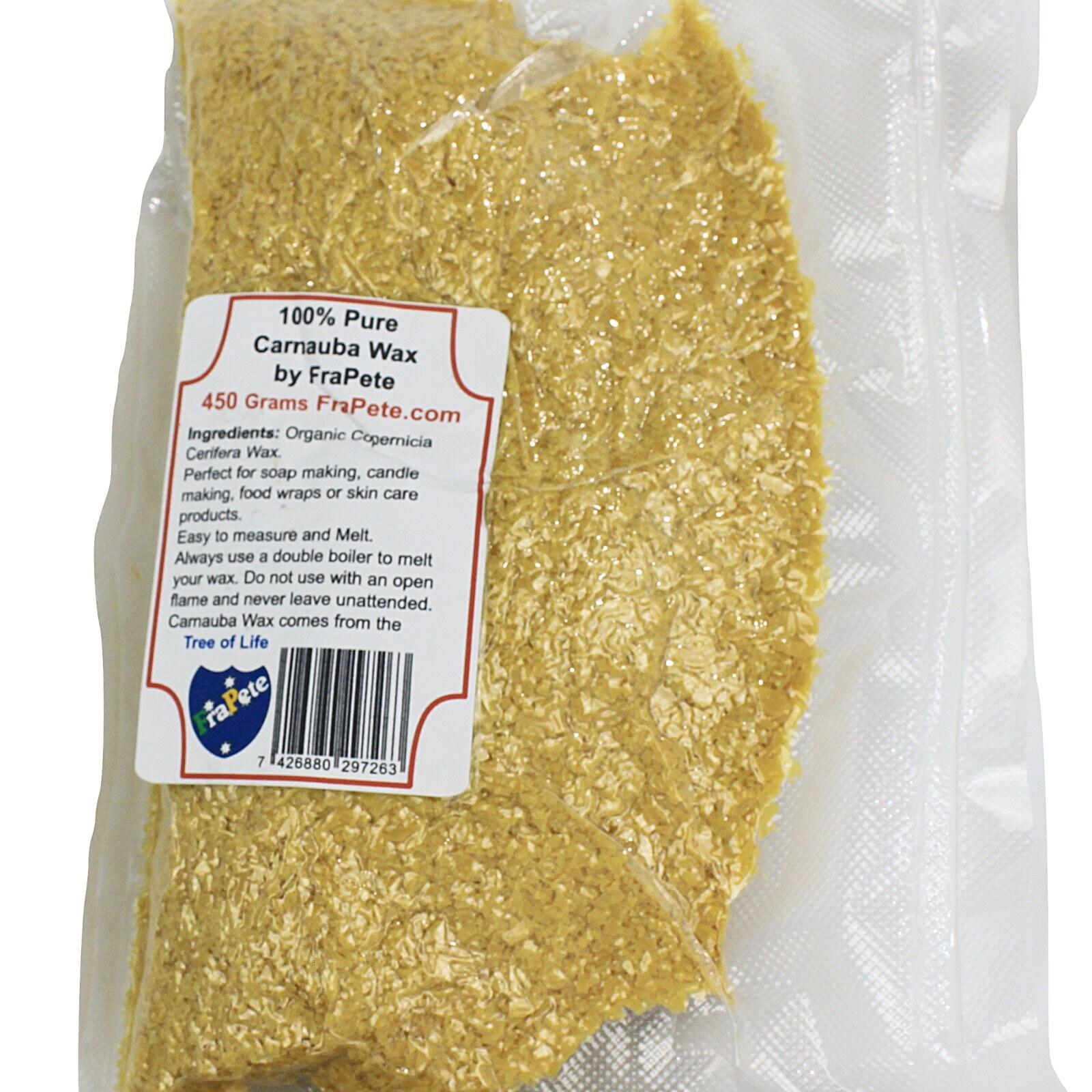 FraPete Pure Carnauba Wax Flakes Food and Cosmetic Grade 100 Grams