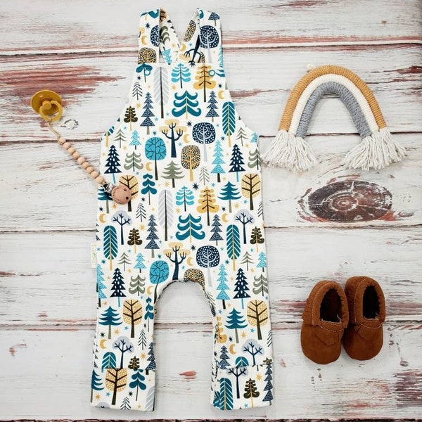 Baby Overalls Fall Baby Girl Clothes Trees Print Organic Baby Boy Clothes Forest Baby Bib Overalls Baby Jumper Colorful Winter Baby Clothes
