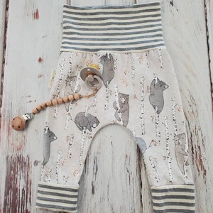 Organic grow with me pants, bears in trees print joggers, cool baby clothes, gender neutral, baby boy pants, baby girl pants, baby trousers