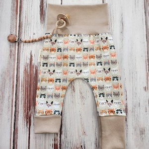 Organic Cat Print Baby Harem Pants: Grow With Me Joggers