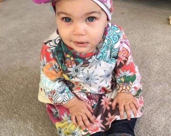 Bio-Babykleid: Blümchen Patchwork, Boho Sommerkleidung
