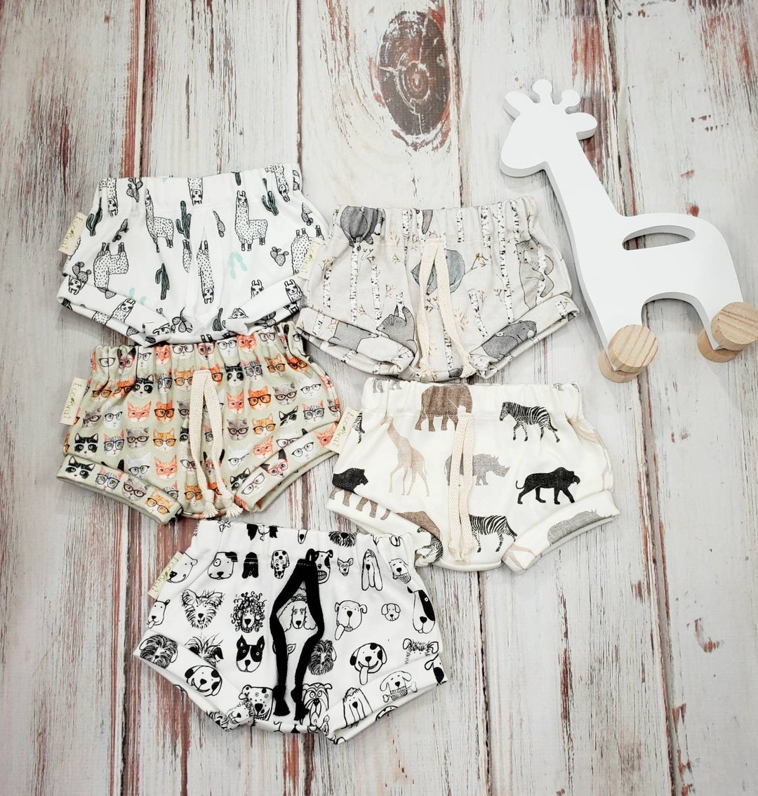 Unisex Baby Shorties Organic Shorts Summer Baby Llama Print Baby Girl