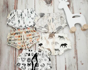Organic Baby Shorties: Unisex Summer Animal Print Shorts