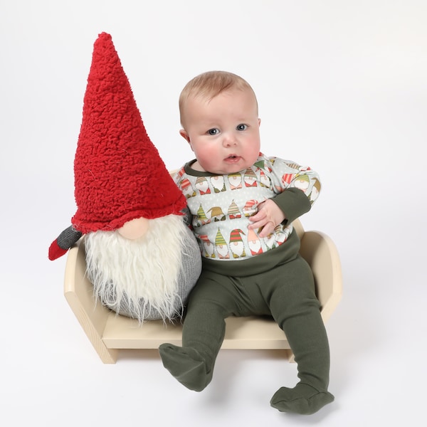 Bio, Zwerge, Weihnachten, Raglan, Unisex-Urlaubs-Outfit, Kleinkind-Elfe im Huthemd, bequeme Kinderkleidung, gerippte Fußhose für Säuglinge.