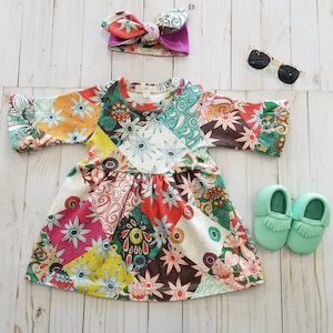 Organic Baby Dress: Floral Patchwork, Boho Summer Clothes