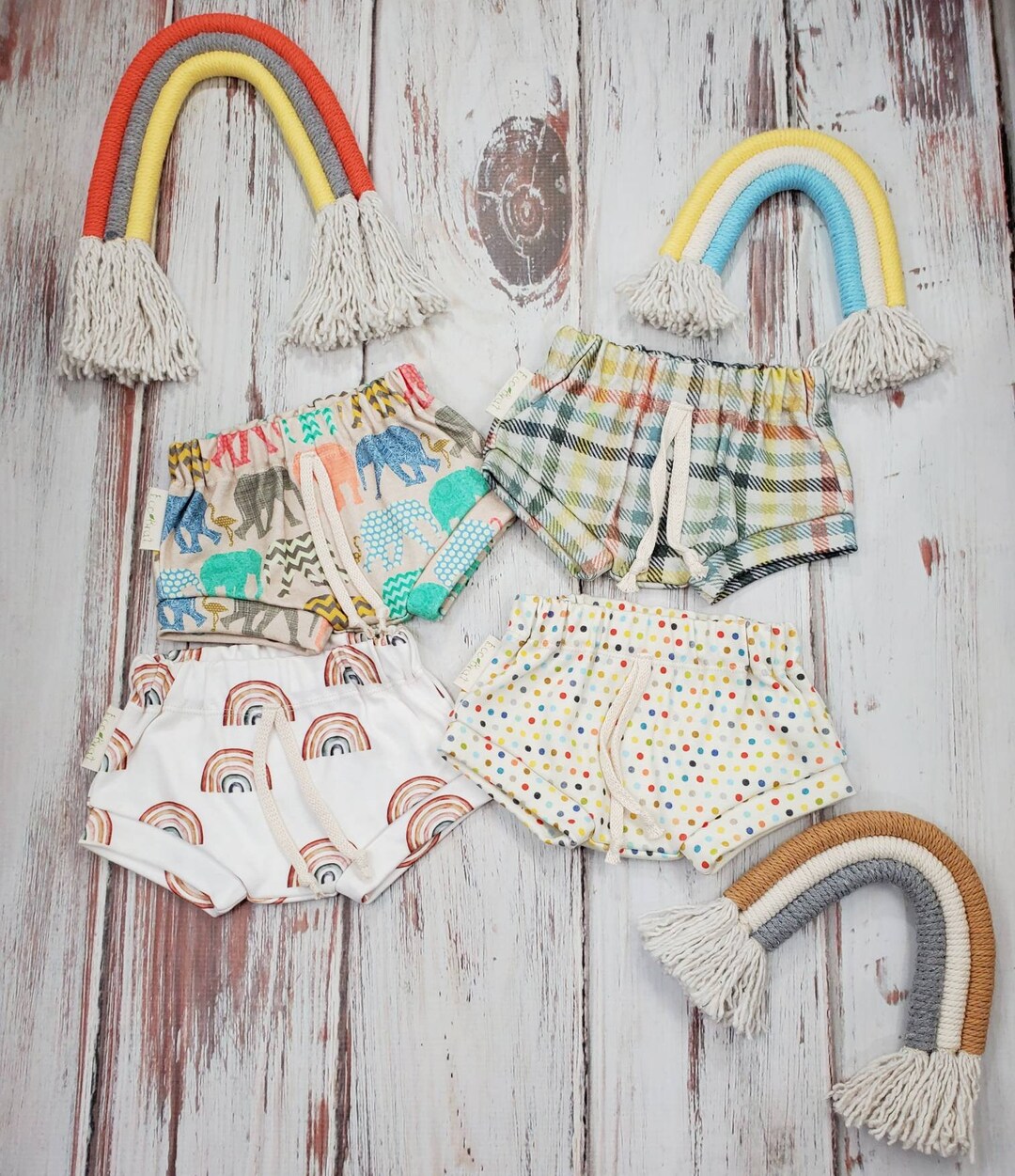 Unisex Baby Shorties Organic Cotton Shorts Summer Baby Clothing Rainbow