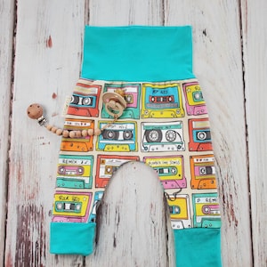Organic grow with me pants, 90&#39;s infant joggers, cool baby clothes, gender neutral, baby boy pants, baby girl pants, organic harem trousers