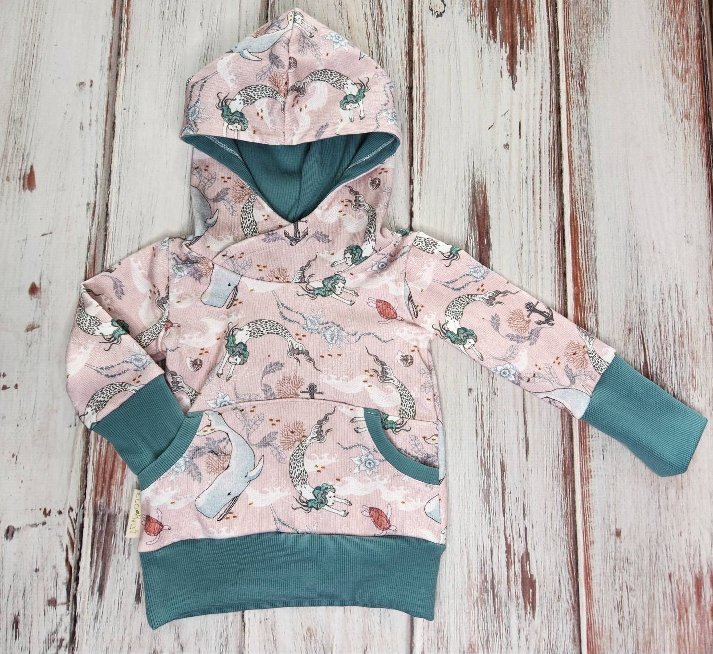 Organic Mermaid Hoodie: Grow-With-Me Nautical Baby Sweatshirt