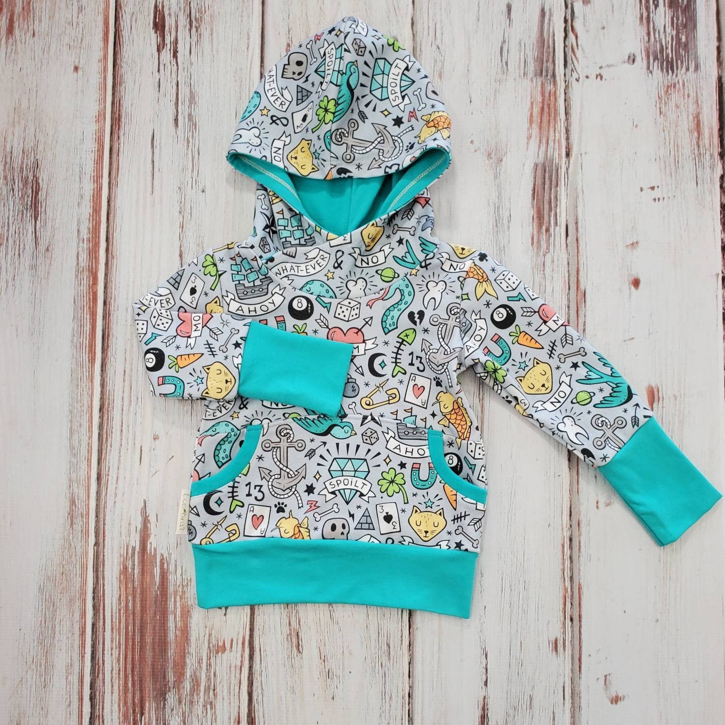 Felpa con cappuccio biologica grow with me, felpa infantile con stampa tatuaggio, vestiti per bambini freschi, genere neutro, vestiti per bambini, neonata, felpa con cappuccio per bambini