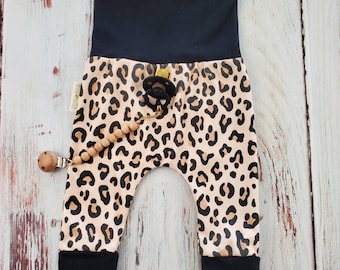 Organic Leopard Print Baby Harem Pants: Grow-With-Me Joggers