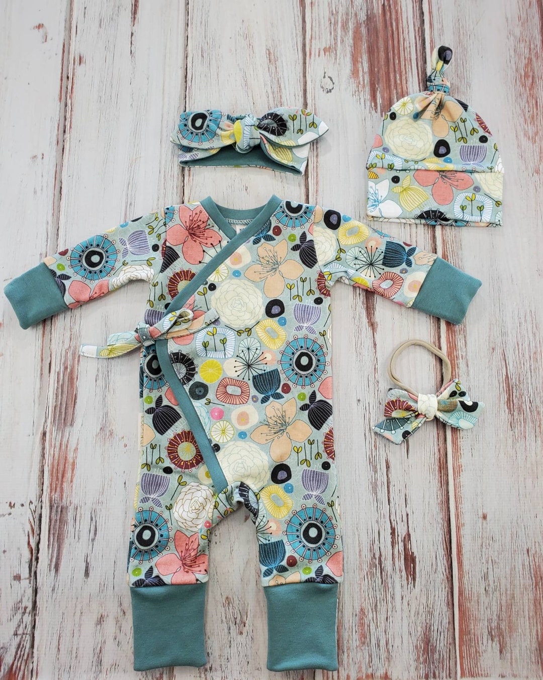 Gentle Start – Newborn Island Cotton Kimono Romper