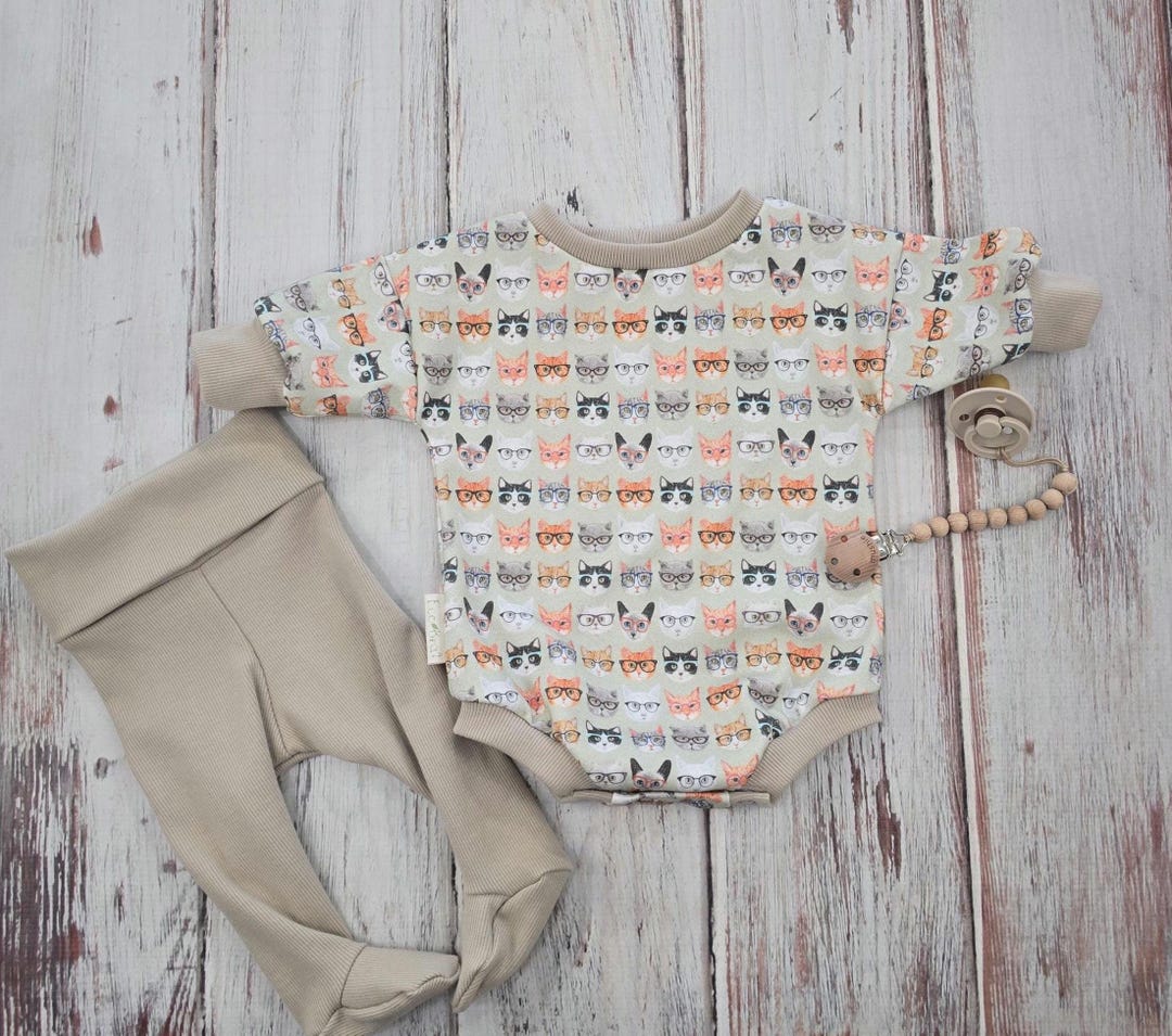 Newborn Baby Girl Fall Outfit - Oversized Sweatshirt Bubble Romper With Bow Embroidered