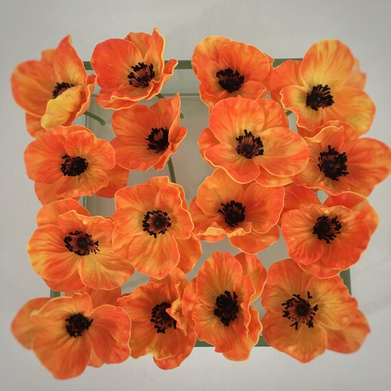 Real Touch Individual Orange Poppy Blossoms in Clear Vase - Etsy