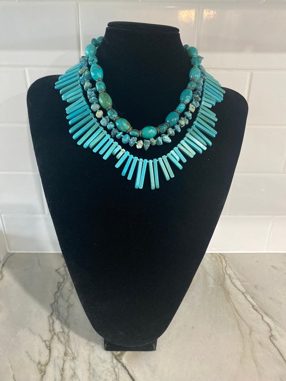 Boho stacked turquoise necklaces