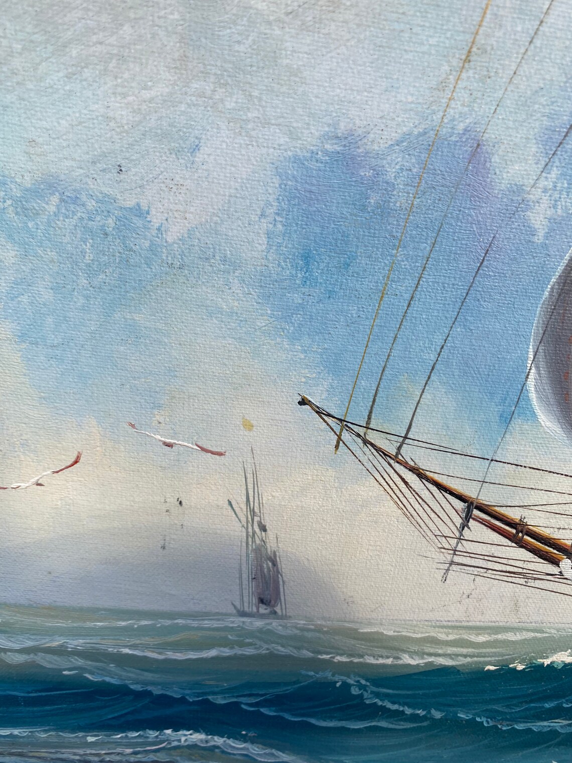 Vintage Original Ship Painting by Fulton Oil on Canvas Etsy