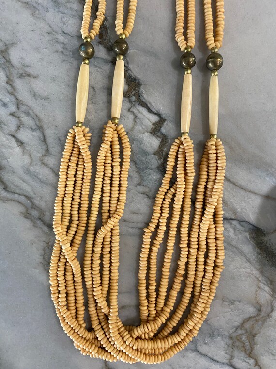 Boho style brass and bone necklace - image 4