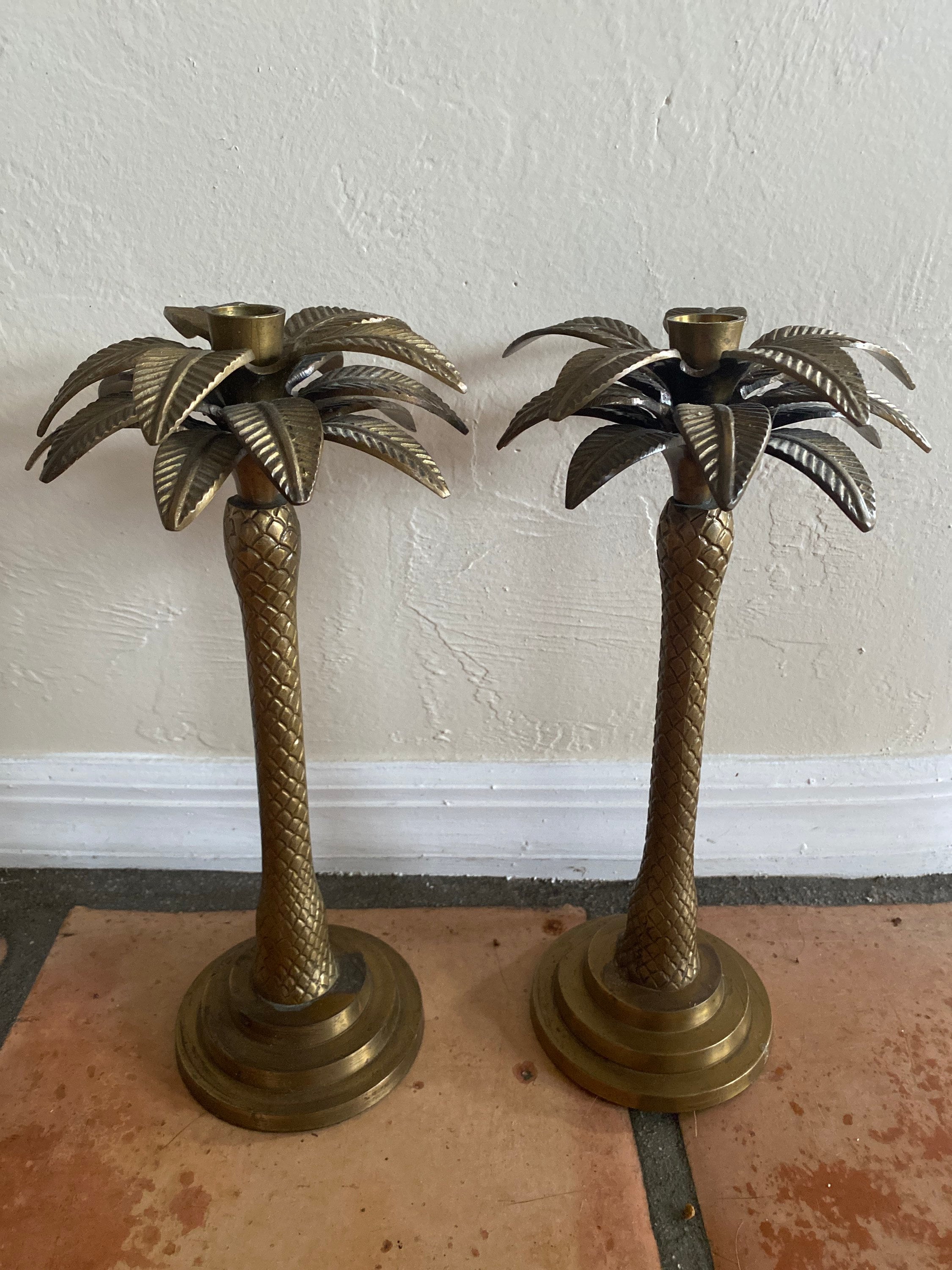Palm Tree Candle Pot Holder Bay Pottery Virginia Handcrafted