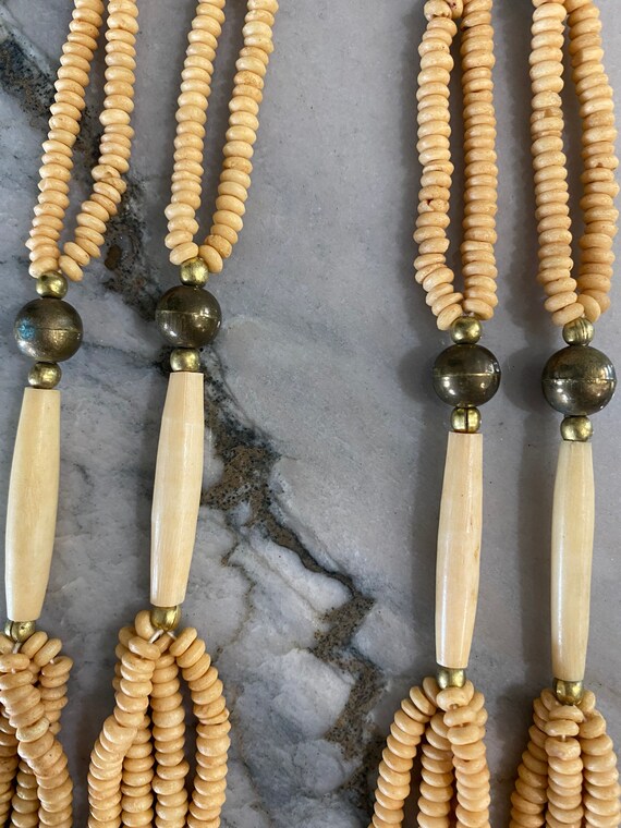 Boho style brass and bone necklace - image 3