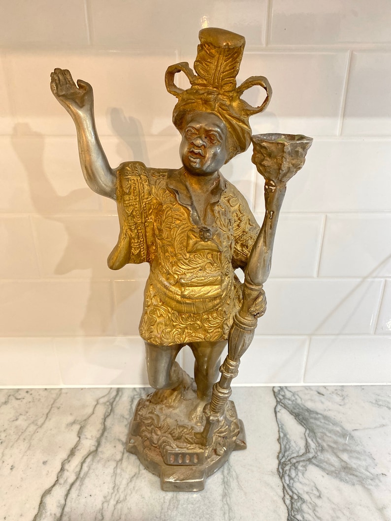 Vintage Blackamoor Figure in Cast Bronze Sculpture and Candle Holder Etsy