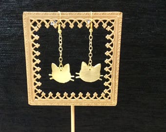Brass Cat Earrings