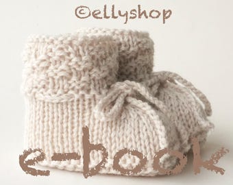 PDF Strickanleitung Babyschuhe gestrickt - ebook Stricken Handarbeit Strickschuhe Baby Wolle Bindebänder - Sprache der Anleitung DEUTSCH