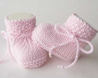 Babyschuhe gestrickt Taufschuhe Strickschuhe rosa Taufe Baby Hochzeit Feier neutral uni pastell pastellrosa