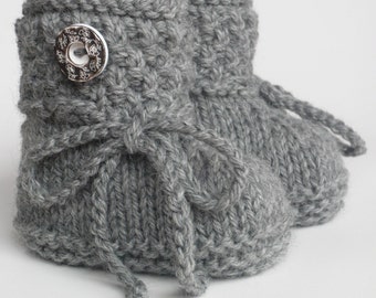various colors baby shoes traditional shoes knitted knitted shoes traditional button traditional button wool natural grey light grey