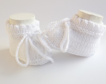 verschiedene Farben Babyschuhe gestrickt - Taufschuhe Strickschuhe Baby Taufe weiß grau ecru creme beige Finkli Geschenk