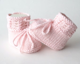 Baby shoes knitted baptism shoes knitted shoes pink baptism baby wedding celebration neutral plain anti-pilling pastel pastel pink