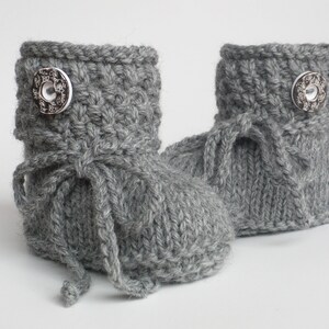 different colors baby shoes traditional shoes knitted knitted shoes traditional button traditional button wool natural gray light gray image 4