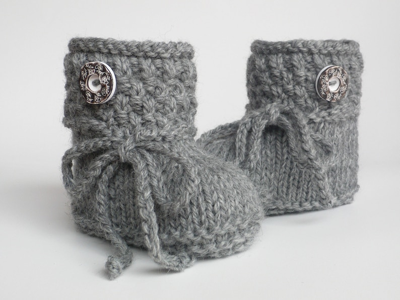 different colors baby shoes traditional shoes knitted knitted shoes traditional button traditional button wool natural gray light gray image 4