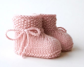 Baby shoes knitted knitted shoes baby old pink uni neutral gift birth baptism shoes