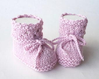 Babyschuhe gestrickt Alpaka puderrosa