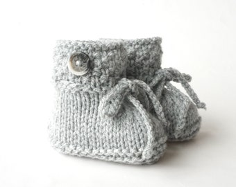 Baby shoes traditional shoes knitted knitted shoes baby traditional dress button warm autumn winter handmade gift birth gray 6-9 months