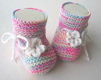 Babyschuhe gestrickt Strickschuhe Baby Mädchen Blume antipilling Geschenk Geburt handgestrickt Finkli