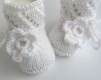 Babyschuhe Taufschuhe gestrickt knitted baby shoes
