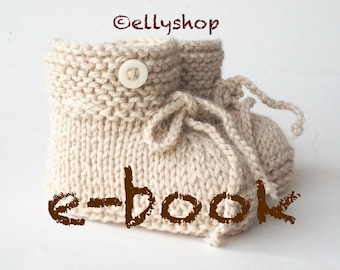 PDF knitting pattern for knitted baby booties - ebook knitting, handcrafted baby booties, wool, ties - instructions in German