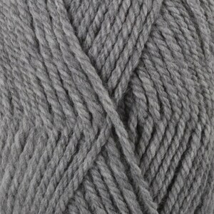 May include: Close-up of gray yarn, showing the texture of the thick, twisted fibers. The yarn appears soft and is a solid, neutral color. The image highlights the individual strands and the overall bulk of the material, suitable for knitting or crocheting projects.