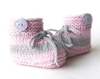 Baby shoes knitted alpaca powder pink gray knitted baby shoes