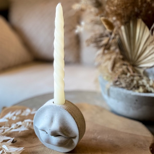 Kerzenständer Kussmund | Stabkerzenhalter Lippen | | Skulpturen Deko | Schlafzimmer Deko | Geschenk zum Einzug Mitbringsel Kerzenleuchter |