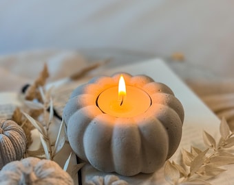 Teelichthalter Kürbis | Tischdeko Herbst | Skandinavische Deko Wohnzimmer | Kleine Mitbringsel Geschenke | Tabelett Deko - Mini Kürbisse |