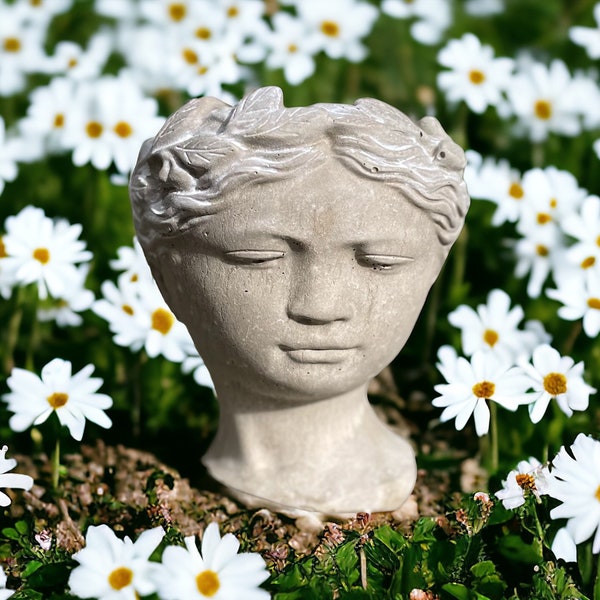 Blumentopf Gesicht - Frauenkopf Übertopf | Pflanztopf Büste Frau, Griechische Göttin | Deko Fensterbank | Geschenke für den Garten |