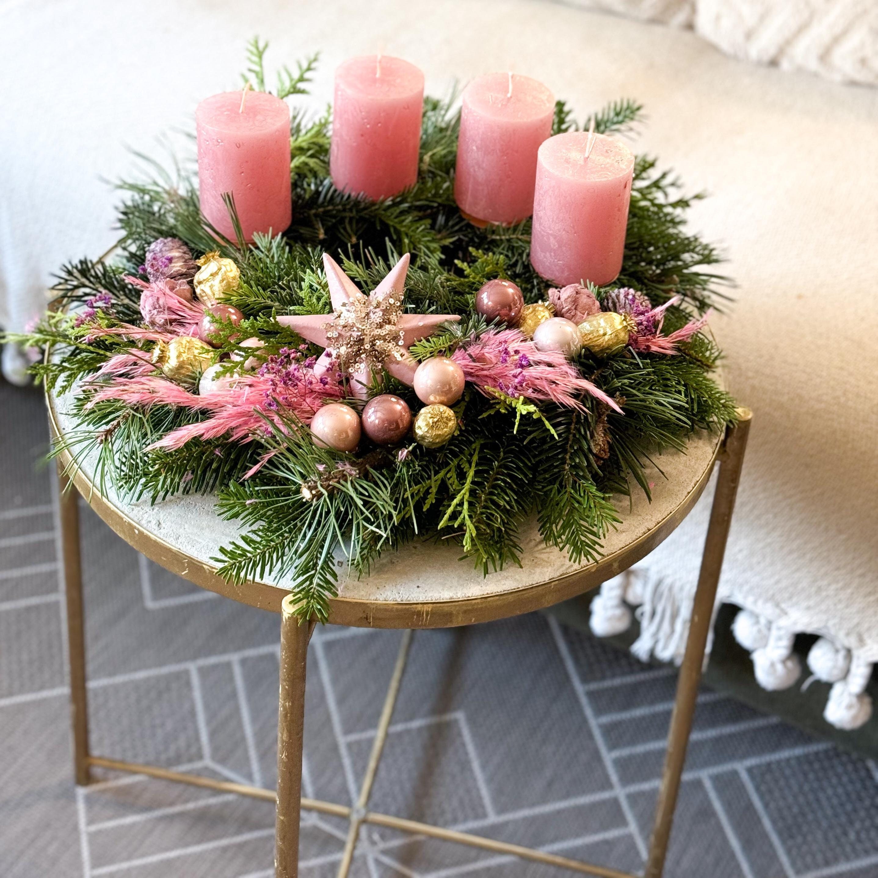 Adventskranz künstlich rosé
