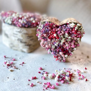 Gesteck mit Trockenblumen/ Schleierkraut getrocknet/ Blumen Herz zum Muttertag mit Ich hab dich lieb Karte |  Tischdeko Hochzeit |