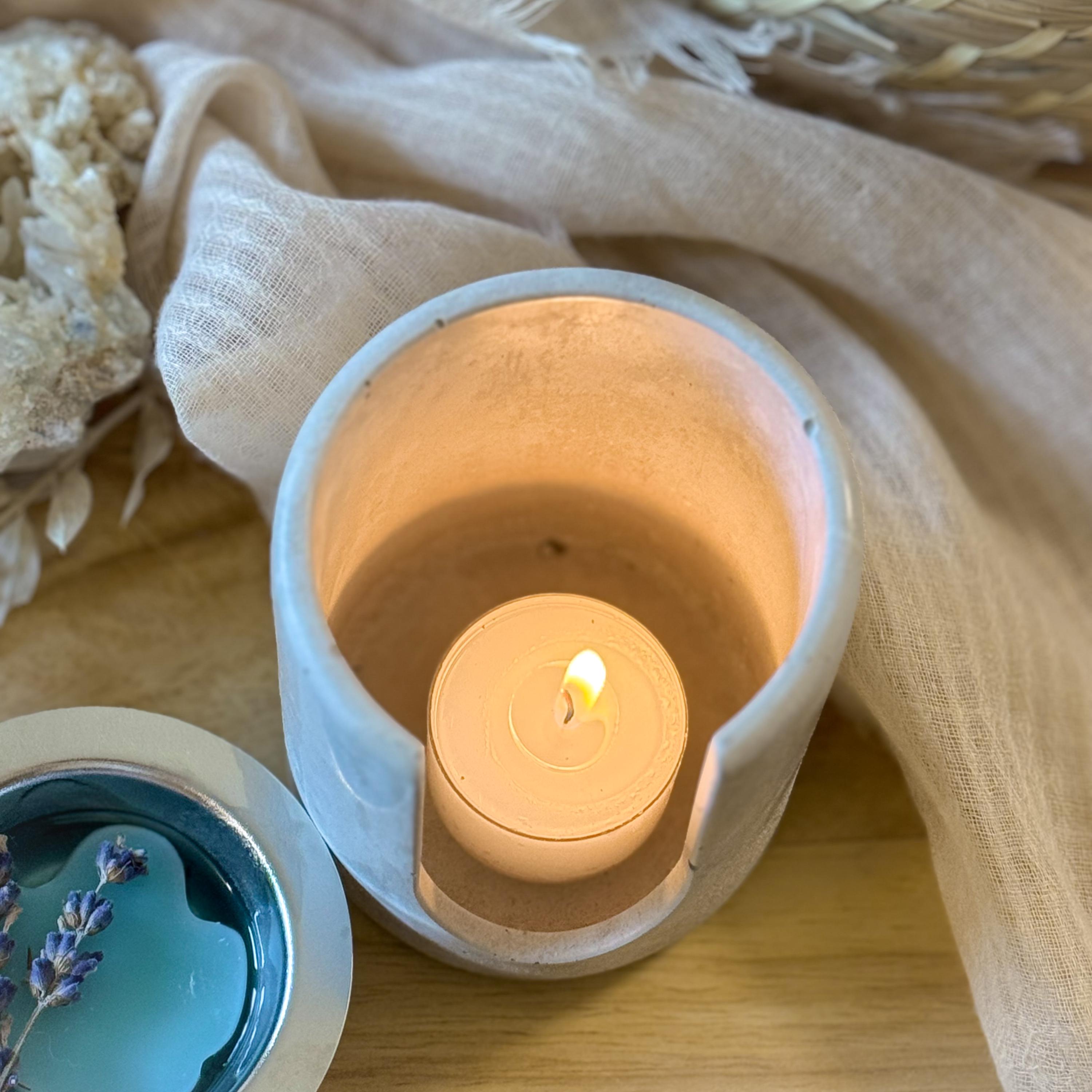 Duftlampe Für ätherische Öle Aus Bambus & Keramik – Mit Teelichthalter, Aromatherapie-Diffusor Für Zuhause