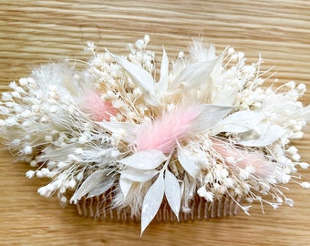 Haarschmuck mit Trockenblumen| Haarkamm Kommunion | Brautschmuck weiß ivory  elfenbein creme rosé | Haarschmuck für Braut | Haarkamm Blumen