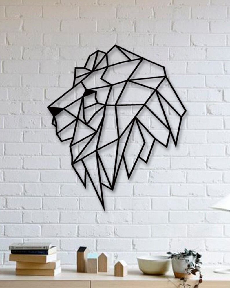 Lion Metal Wall Art Animal Decor Metallic Paint Living Room Bedroom Hanging
