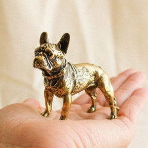brass bulldog statue collectable bully dog figurine Frenchie mom cute unique gift ideas for men women memorial home office decor best friend