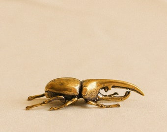 mini antiqued brass Hercules beetle statue metal art bug figurine coffee table decor boho cute gift ideas office fairy garden miniatures