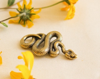 mini antiqued brass snake statue metal art figurine coffee table decor boho cute gift ideas office reptile fairy garden miniatures